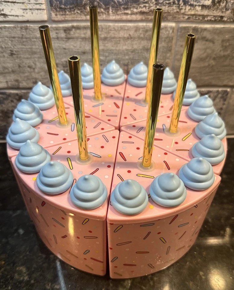 PIEZA DE VASOS PARA PASTELES Tazas para beber pastel de cumpleaños entero y pajitas doradas 6 Foto 2 de 4