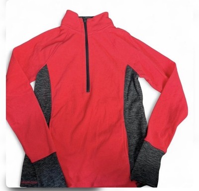 SO Women s Pink/Gray Colorblock 1/4 Zip Mock Neck Long Sleeve Activewear S