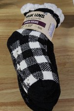 MukLuks Women's Cabin Socks-2-Pairs-2900724-Black/Buffalo Check-L/XL-NWT