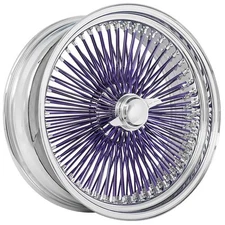 22x8" LA Wire Wheels Standard 150-Spoke Straight Lace Chrome/Purple Spoke Rims