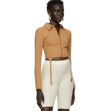 Jacquemus La Montagne Khaki 'La Chemise Draio' Long Sleeve Camel Shirt Zip-Up XS