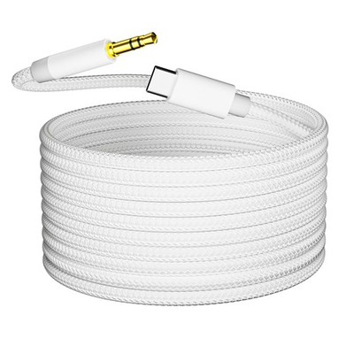 Aux to USB C, (6.6ft), Cord C 3.5mm Audio 6.6 feet, white 