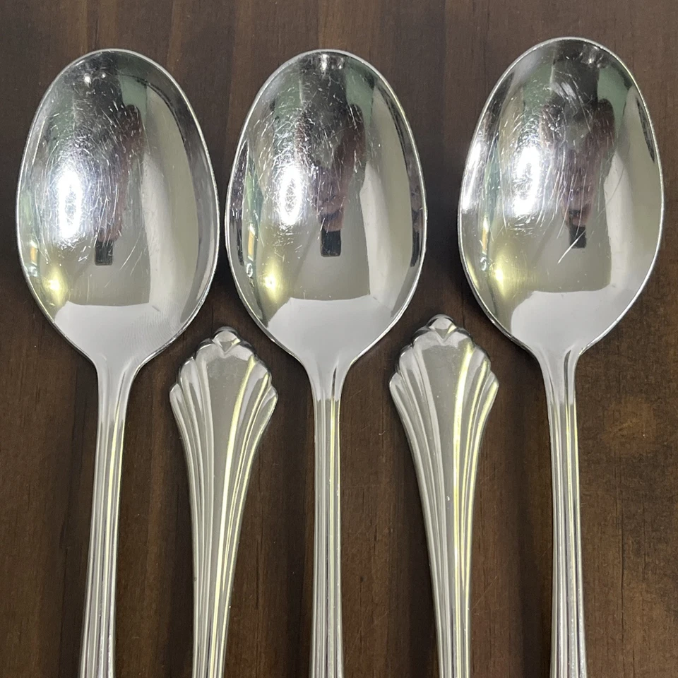 Oneida BANCROFT Stainless 5 Oval Soup Spoons Glossy USA Flatware - 6 7/8" Dinner - Image 4 of 4