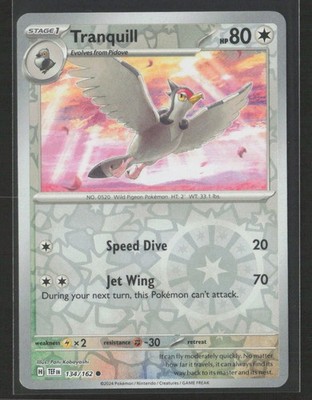 Tranquill SV05: Temporal Forces #134/162 Reverse Holo Pokemon TCG