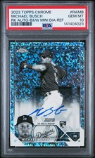 Michael Busch 2023 Topps Chrome Black White Diamond Refractor RC Auto PSA 10