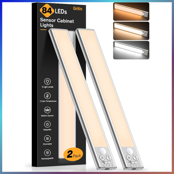 Led Unterbauleuchte 26Cm Mit Bewegungsmelder 2 StüCk Aufladbar 3 Farben-image