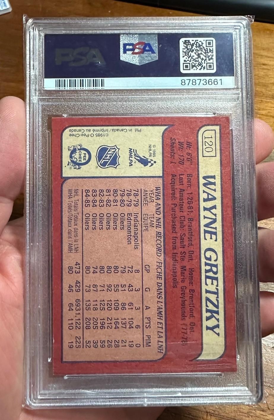 1985-86 OPC O-PEE-CHEE WAYNE GRETZKY #120 PSA 6 EX-MT EDMONTON OILERS GOAT HOF view 2