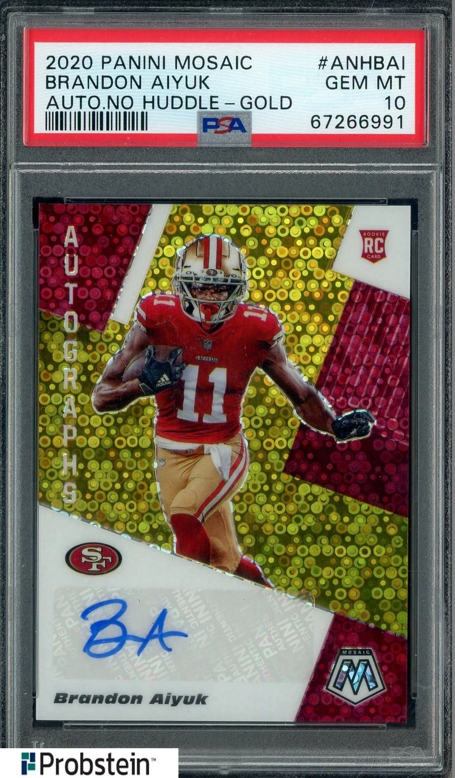 Brandon Aiyuk Panini Mosaic Autographs No Huddle #ANHBAI Gold