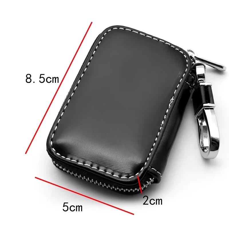 Leather Car Key Case Protection Auto Key Bag Key Chain Cover for VW Passat Touar - Image 2 of 4