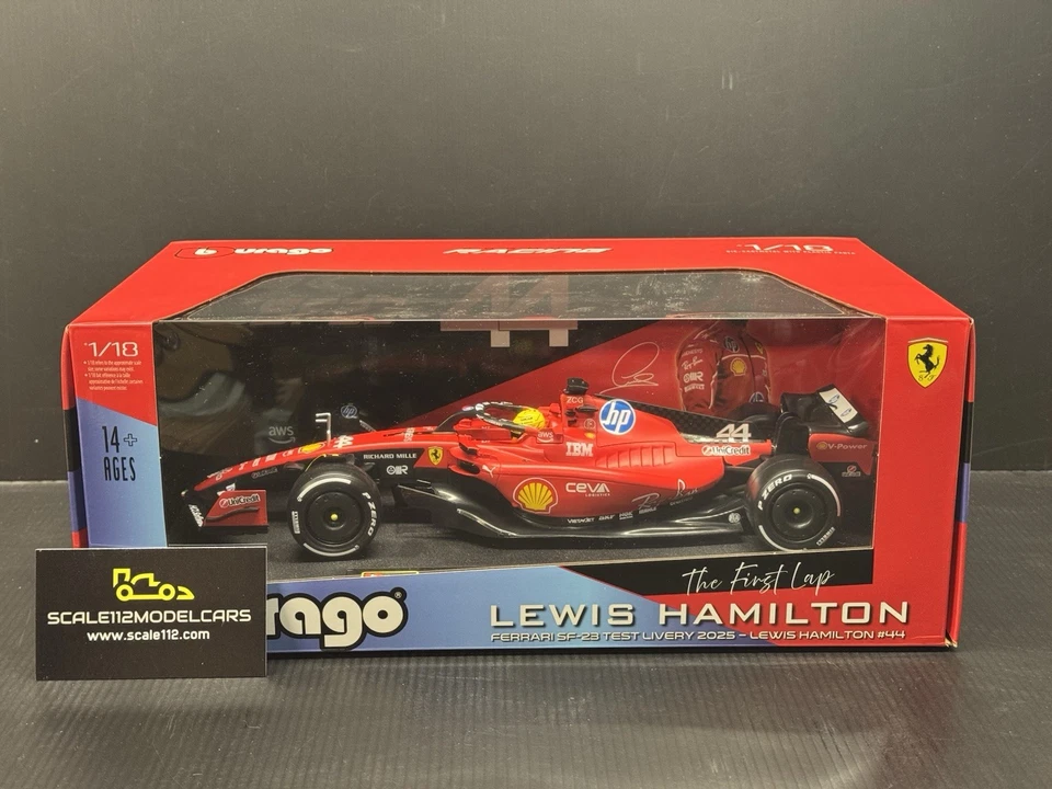 Lewis Hamilton Ferrari SF23 SF-23 First Test  1/18 Scale Diecast Car By Bburago - Image 2 of 4