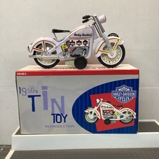 Harley-Davidson Tin Friction 1950s White Police Motorcycle Replica Toy NIB RARE