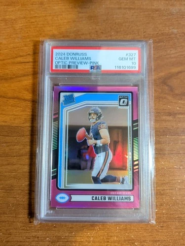 2024 Donruss Rated Rookie Caleb Williams #327 Optic Preview Pink Prizm PSA 10