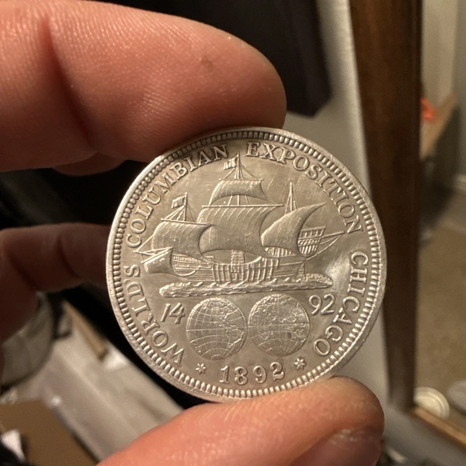 1892 Columbian Exposition Silver Half Dollar AU+ - Image 2 of 2