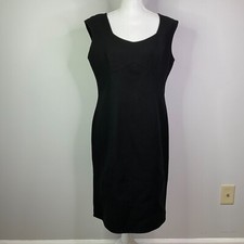 Talbots Dress Womens Size 12 Sleeveless Black Wool Unlined Heavy