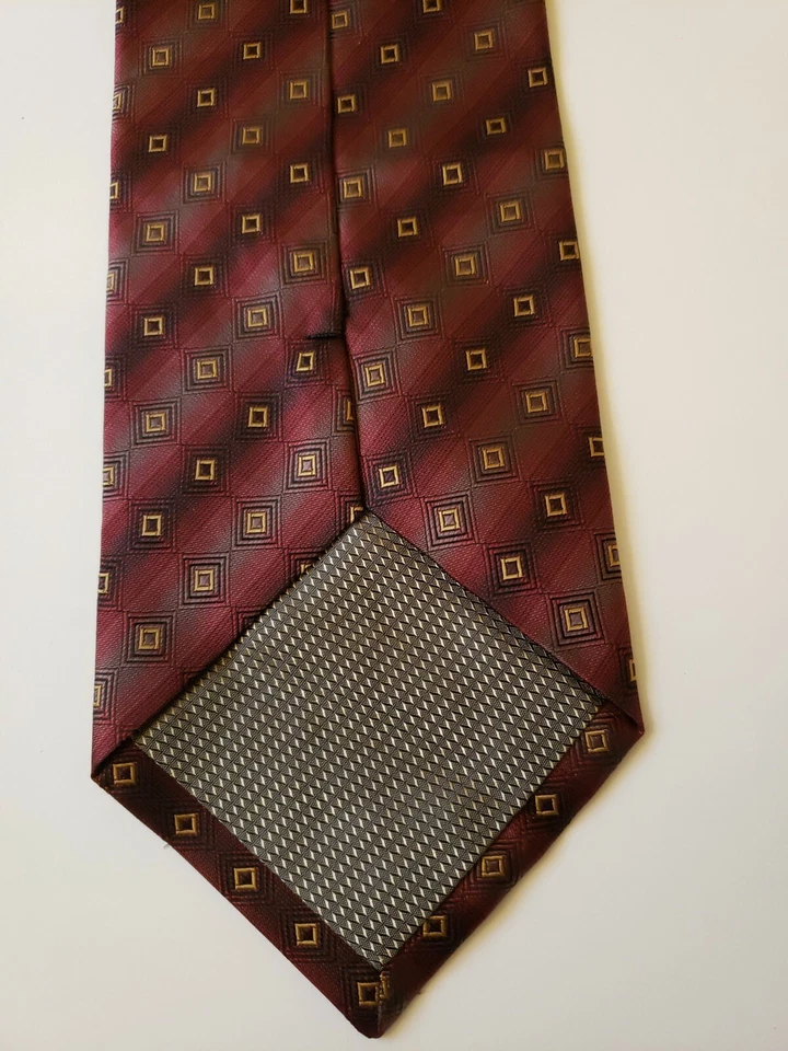 Corbata de cuello de diseñador Roberto Villini para hombre 100 % seda hecha a mano rayas rojas negocios Foto 3 de 4