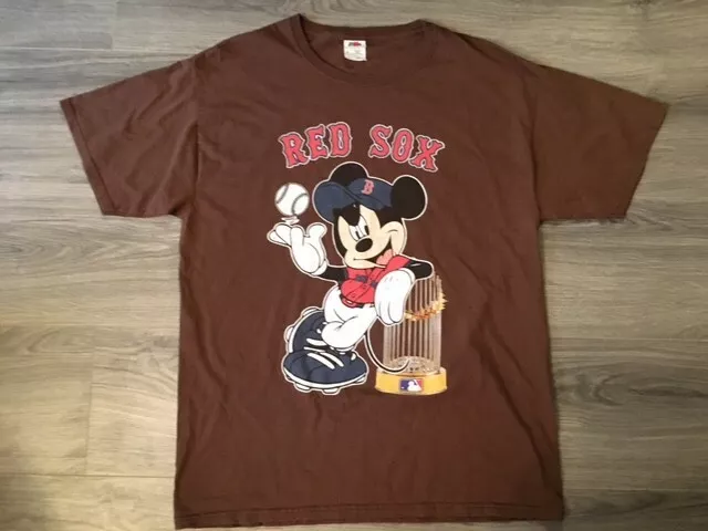 RED SOX / MICKEY MOUSE WORLD SERIES TROPHY, PREOWNED, LARGE, GRAPHIC T-SHIRT