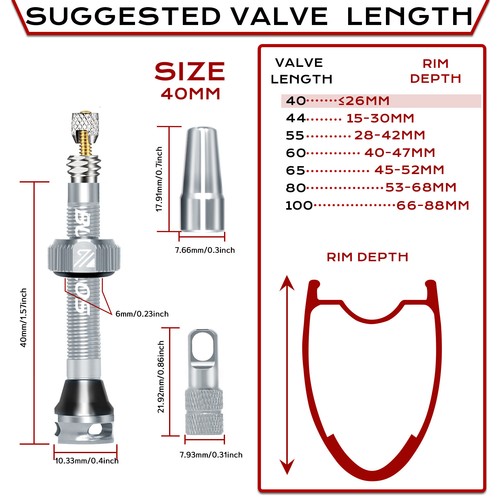 Tubeless Valves Bike Presta Nipples 44mm Aluminum Alloy Air Valve