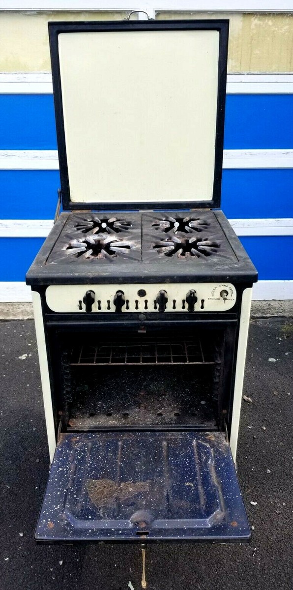 Antique Vintage Gas Stove Porcelain Enamel Oven Burners