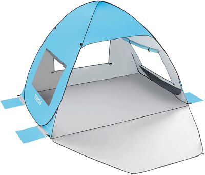 TOBTOS UPF 50+ Pop-Up Beach Tent, Easy Setup Sun Shelter for 2-3 People
