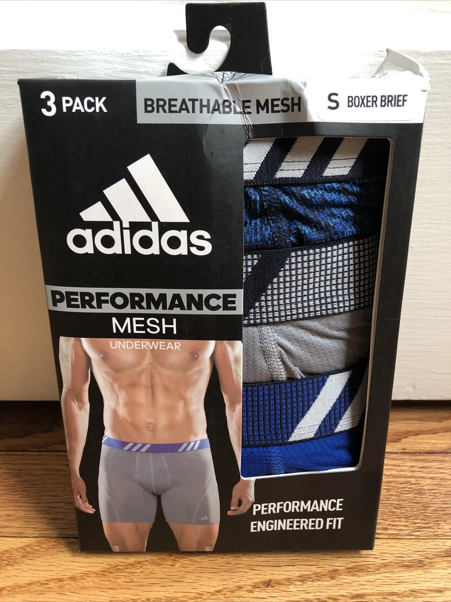 Adidas 3 Pack Performance Boxer Brief Mens Small Breathable Mesh