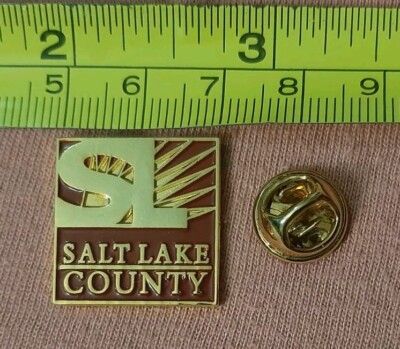 Salt Lake County Utah red maroon and gold tone jacket lapel pin