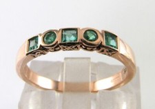 9K 9CT ROSE GOLD COLOMBIAN EMERALD ETERNITY BAND ART DECO INS RING FREE RESIZE