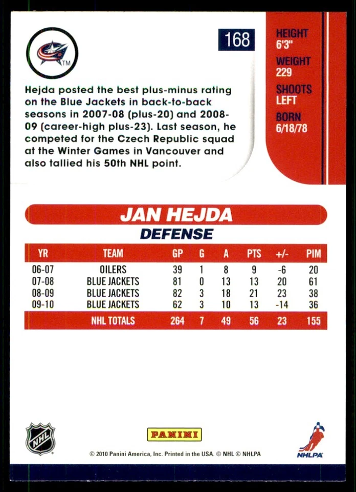 2010-11 Score Jan Hejda #168 - Image 2 of 2