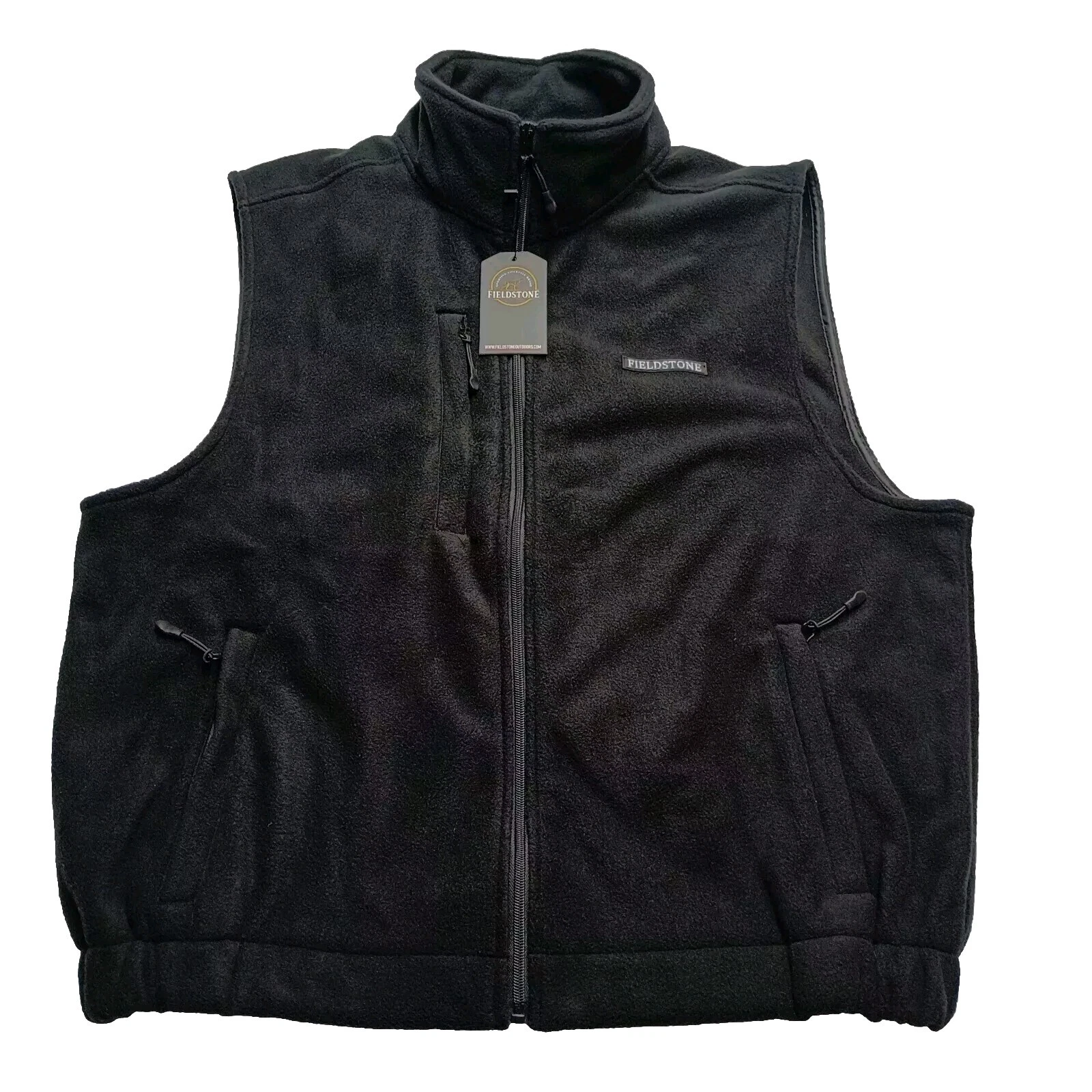 Fieldstone Fleece Vest Men's XL XLarge Black Full Zip Pockets