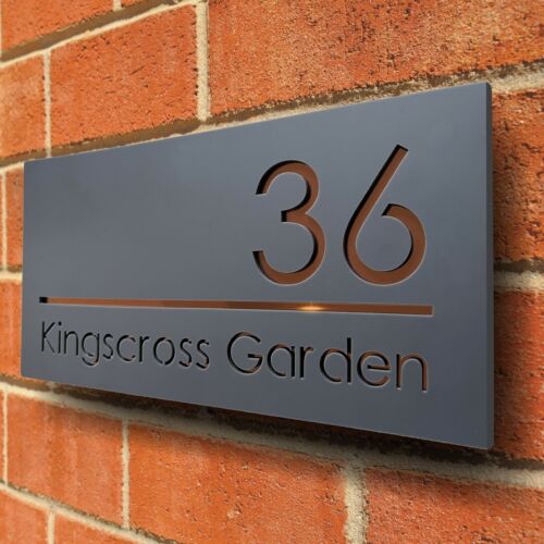 Door Sign House Numbers Laser Cut Anthracite Custom House Numbers Address Plaque - Picture 1 of 9