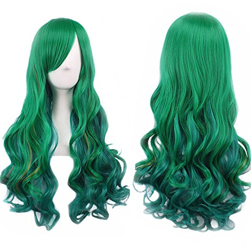 Green Wig Halloween Costumes for Women Long Curly Hair Wigs Harajuku