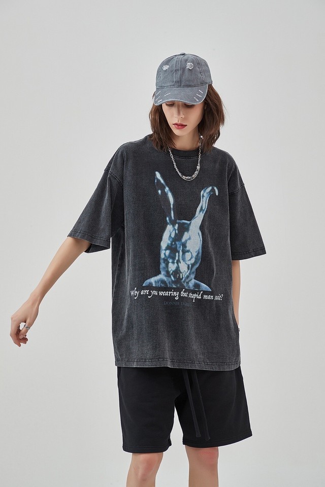 Unisex Gewaschenes T-Shirt übergroß Streetwear Donnie Darko Film