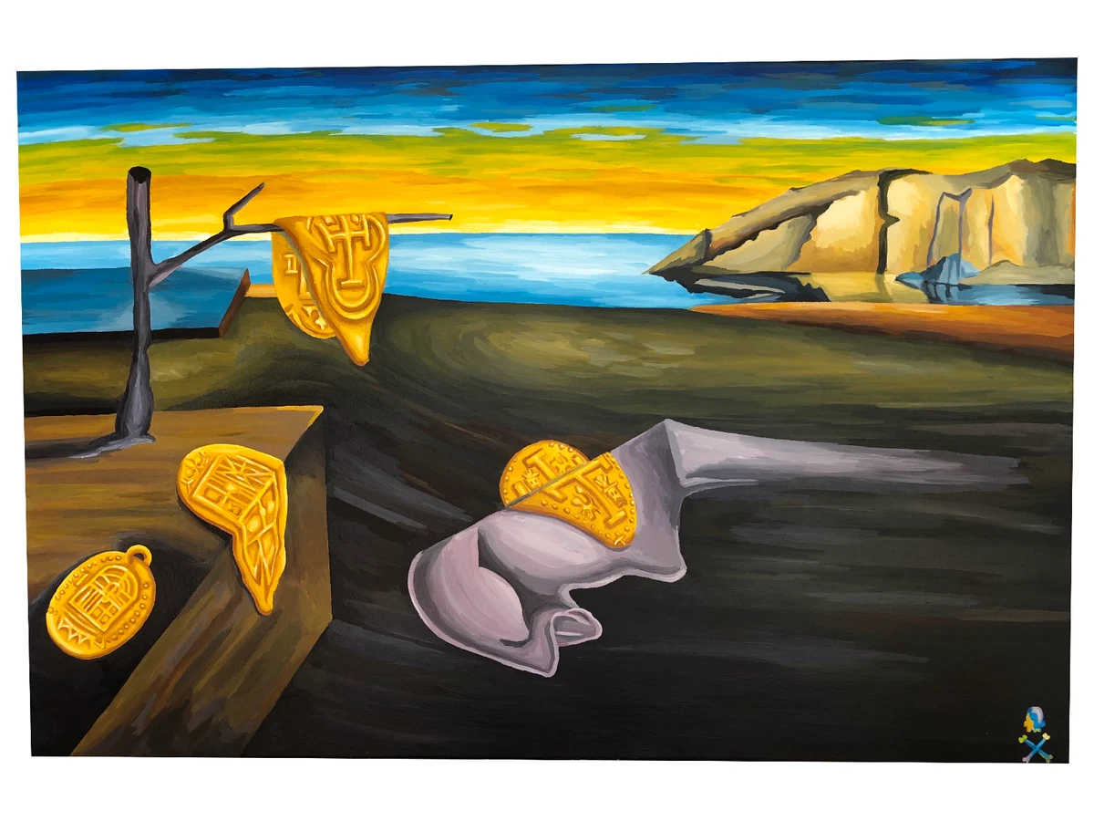 Treasure Painting JR Bissell A Pirate Rendition Salvador Dali Melting Clock Loot