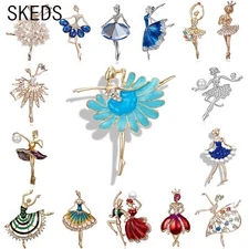 Exquisite Crystal Ballet Dancer Brooches Pins for Lady Women's Brooch Pin