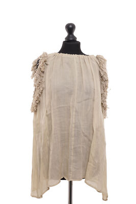 Antonelli ärmellos Bluse Consuelo 38 (IT 44) beige Rundhals 100% Ramie NEU