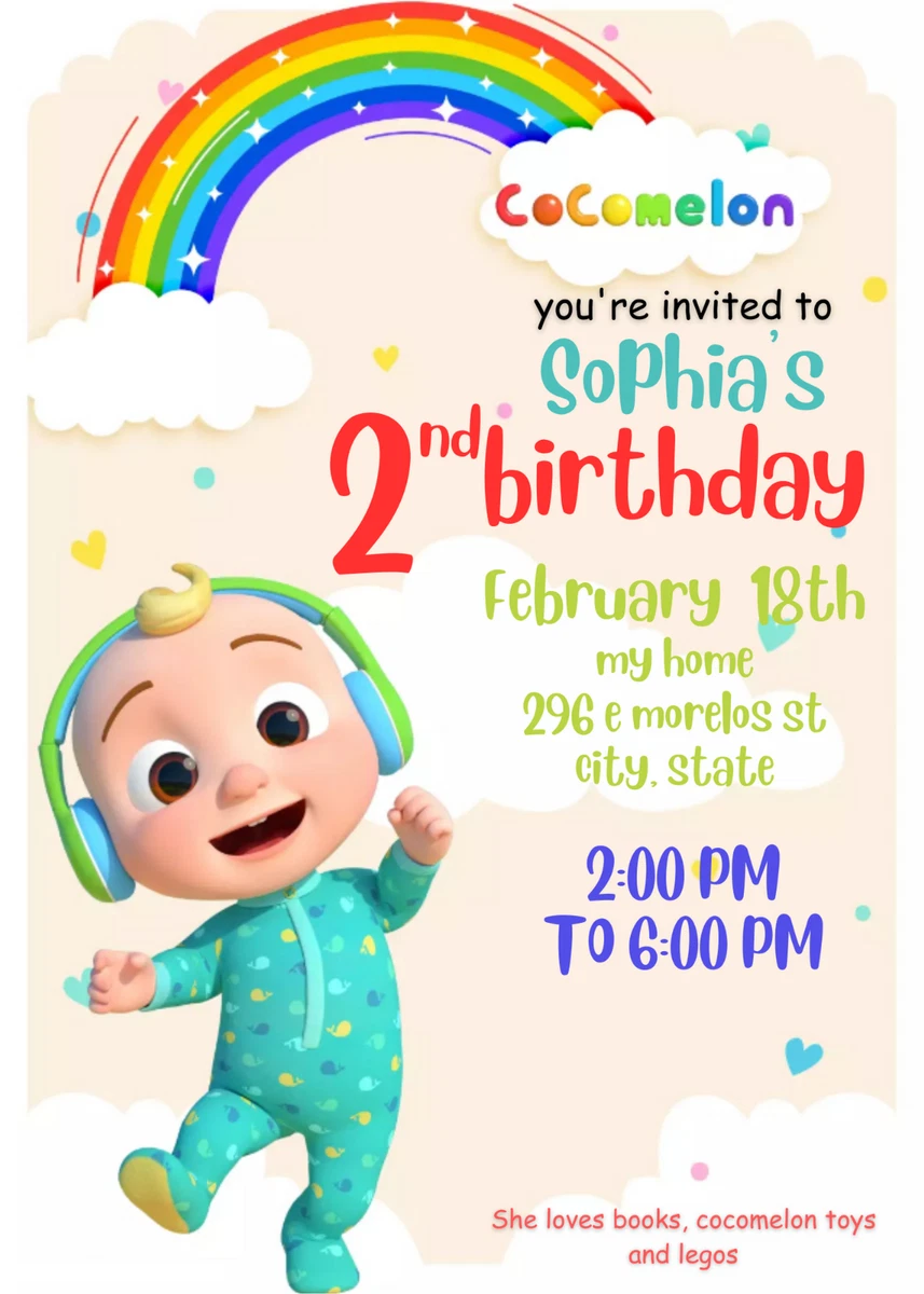 EDITABLE Cocomelon Birthday Invitation, Editable Template Invitation,  Digital