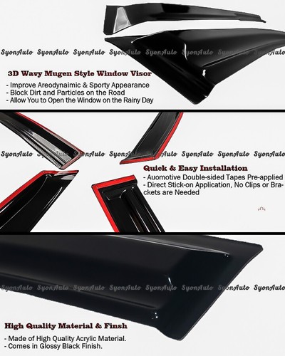 FITS 2013-2020 FORD FUSION 3D WAVY MUGEN STYLE WINDOW VISOR RAIN GUARD DEFLECTOR - 第 5/6 張圖片