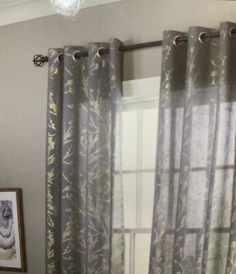 allen + roth, 84-in Polyester Semi-Sheer Grommet Floral Curtain Panel ...