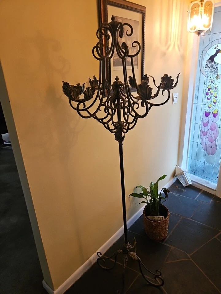 Tall Antique Candle/coatrack - Image 4 of 4