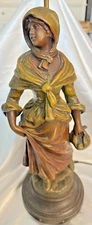 Antique VINTAGE Bronze LAMP Manon for L&F MOREAU France WOMAN IN DRESS
