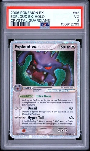Pokemon Exploud EX Holo Crystal Guardians 92/100 PSA 3
