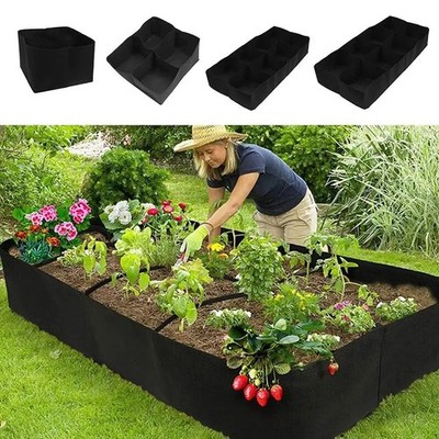 Fabric Grow Bag Multi-Grid Rectangle Planter for Vegetables, Tomatoes & Potatoes