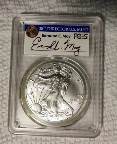 2017 Silver  Eagle PCGS MS 70 / 225 anniv/1st day issue/signed/EDMUND MAY