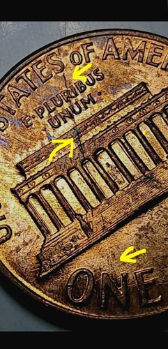 Llanta a llanta troquel reverso ~ centavo conmemorativo Lincoln 1973-D ~ moneda de error sin circular 