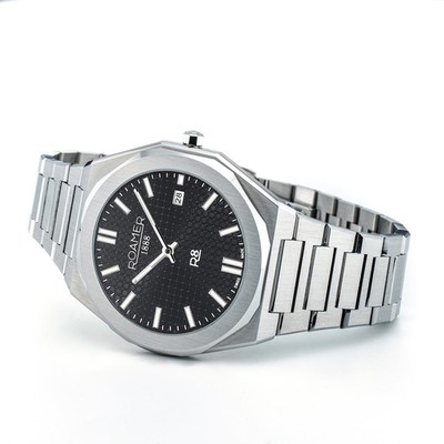 Roamer R8 Gents 972980 41 85 25 Herrenuhr Armbanduhr Edelstahl Schwarz