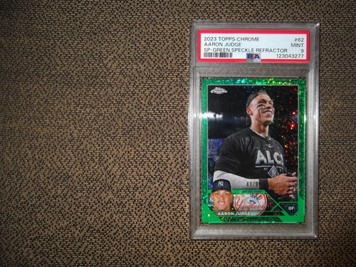 2023 TOPPS CHROME BASEBALL AARON JUDGE #62 SP-GREEN SPECKLE REFRACTOR /99 PSA 9