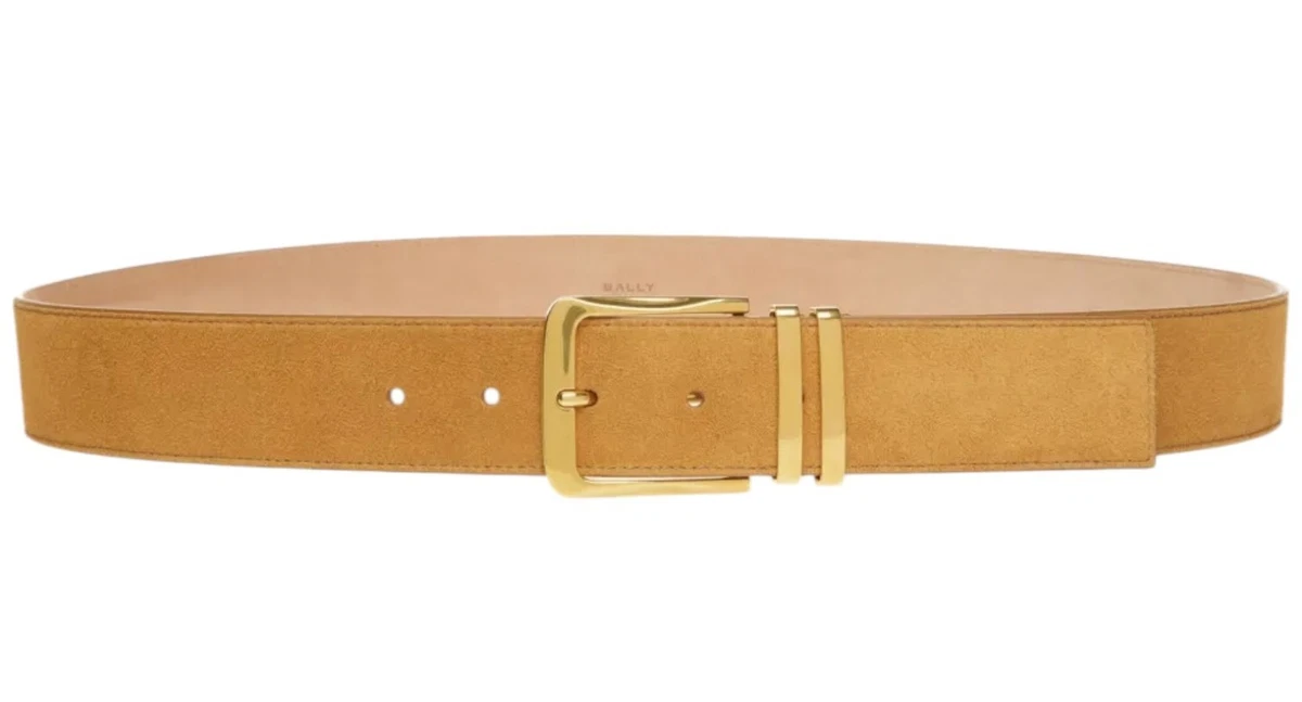 Bally’s Women’s Light Brown Suede Belt with Gold Buckle Size L MOLLY SUEDE BELT | B-low The Belt main image 4
