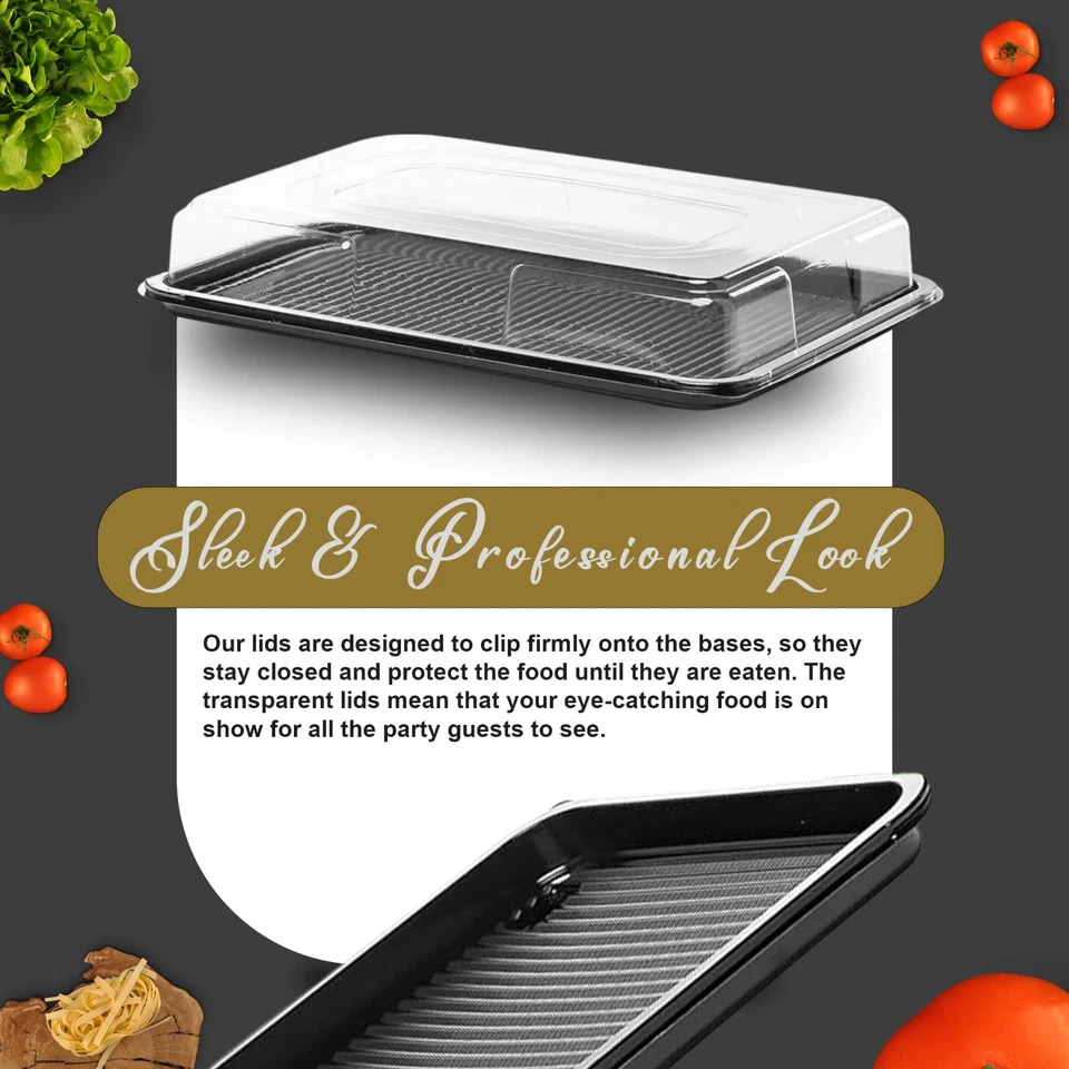 5x Buffet Platters with Lids Medium Reusable Food Serving Catering Party Trays - Image 4 of 4