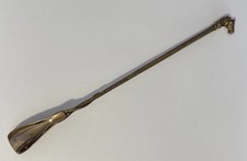 Vintage Solid Brass Horse Head Shoe Horn Approx 18"L Very Unique "Woven" Staff
