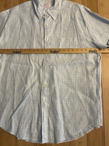 Brooks Brothers 100% Linen Shirt Mens Size Large Button Up Short Sleeve Plaid - Picture 4 of 8