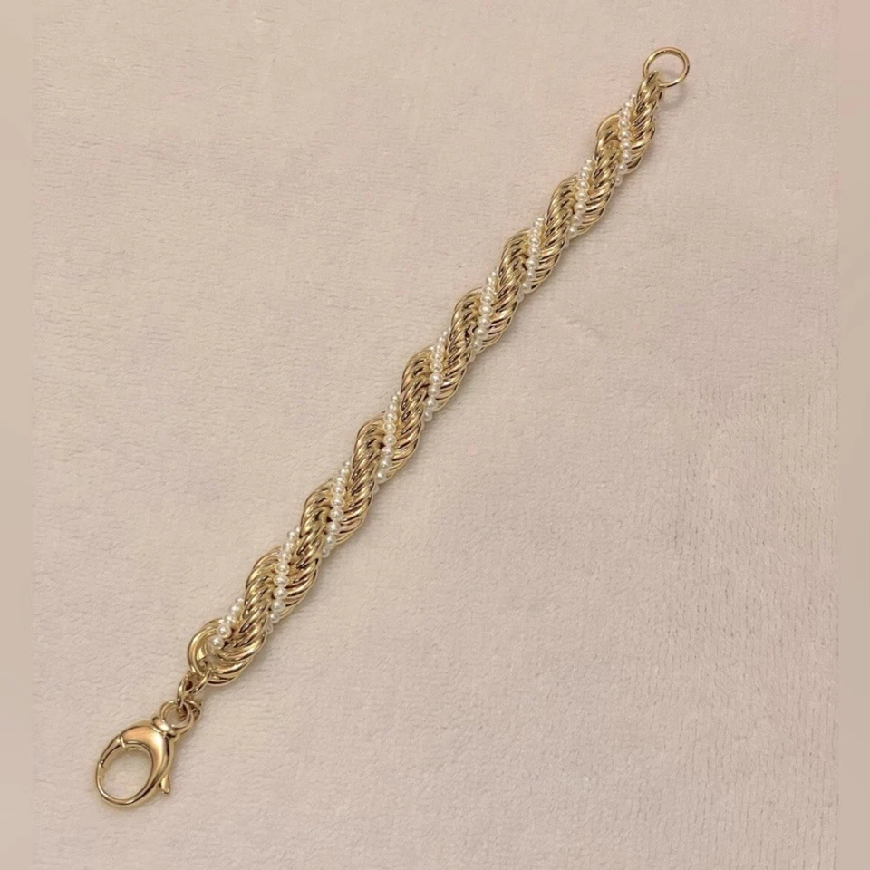 Pulsera Honora Bronce Italia Cuerda Retorcida Oro Perla Foto 3 de 4